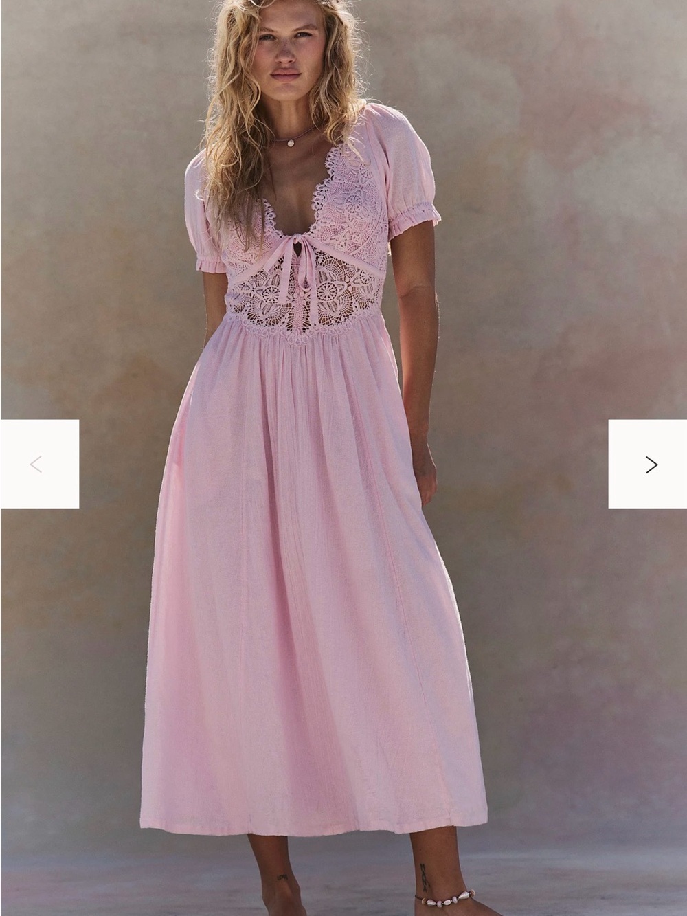 Free People All You Need Is Lace Midi Dress Pinkaboo Medium NWT